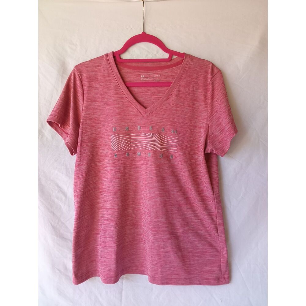 L Under Armour V-neck Workout Tee Pink